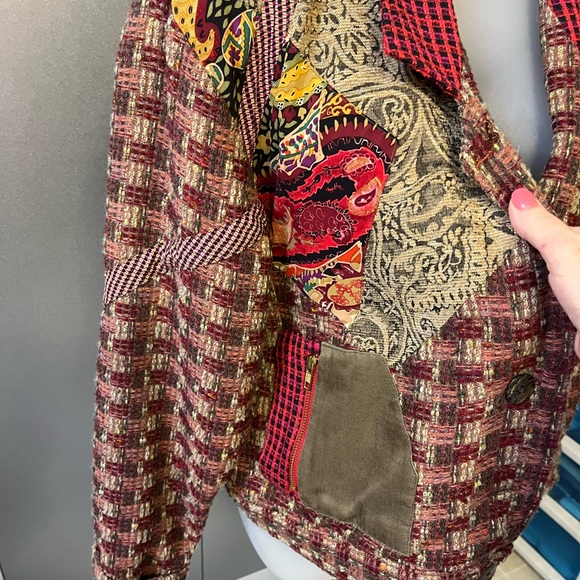 VTG 80’s Canvasbacks Patchwork Jacket Blazer L - Picture 3 of 8